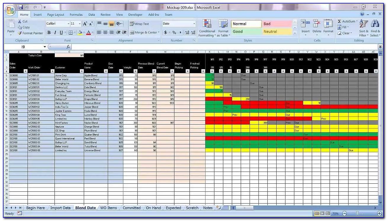 Production Planning Excel Templates