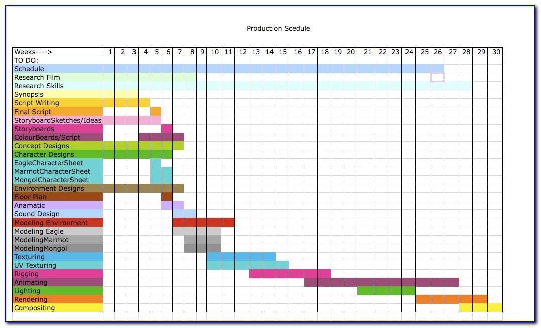 Production Schedule Excel Sample