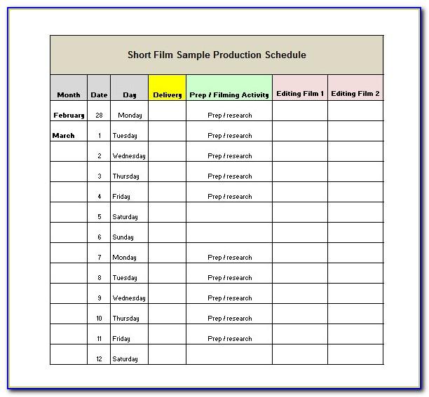 Production Scheduling Format Excel
