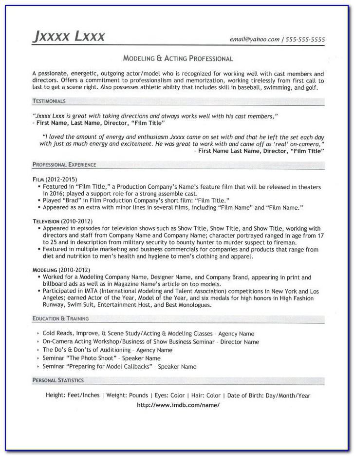 Professional Acting Cv Template