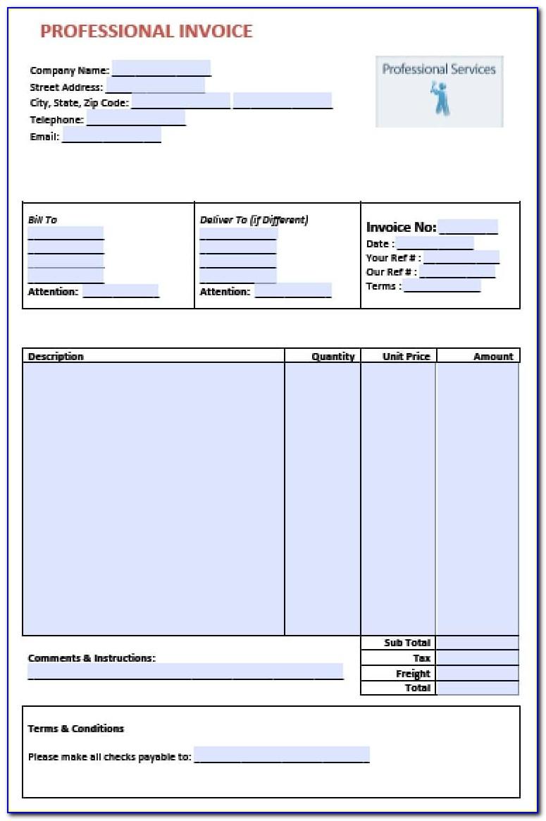 Professional Invoice Template Excel