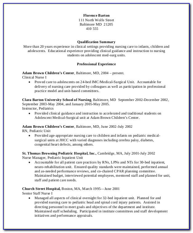 Professional Nurse Resume Format