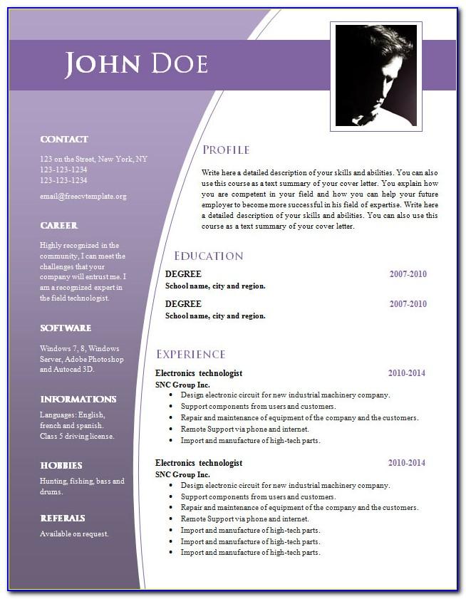 Professional Resume Templates Free Download Word