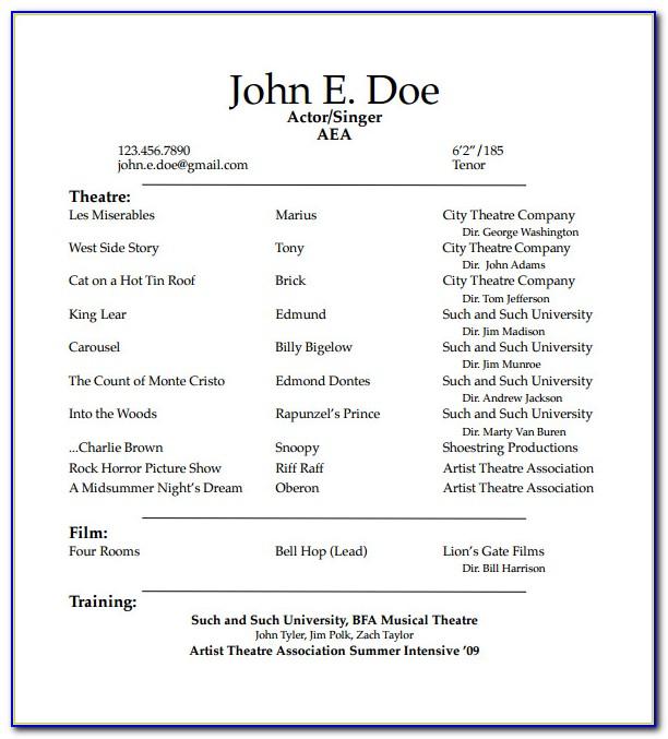 Professional Theater Resume Template