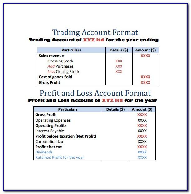 Profit And Loss Account Balance Sheet Format
