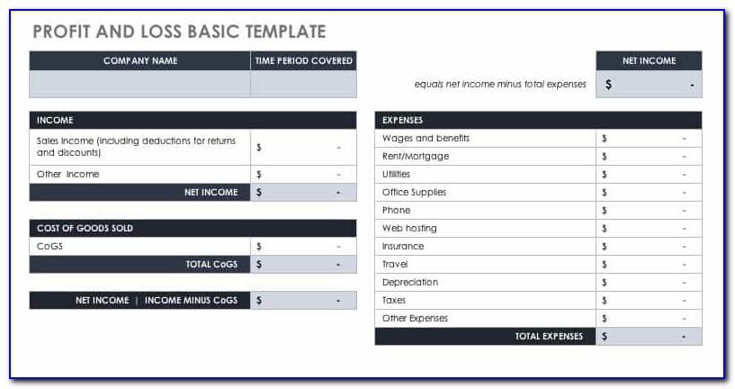 Profit And Loss Account Template Xls