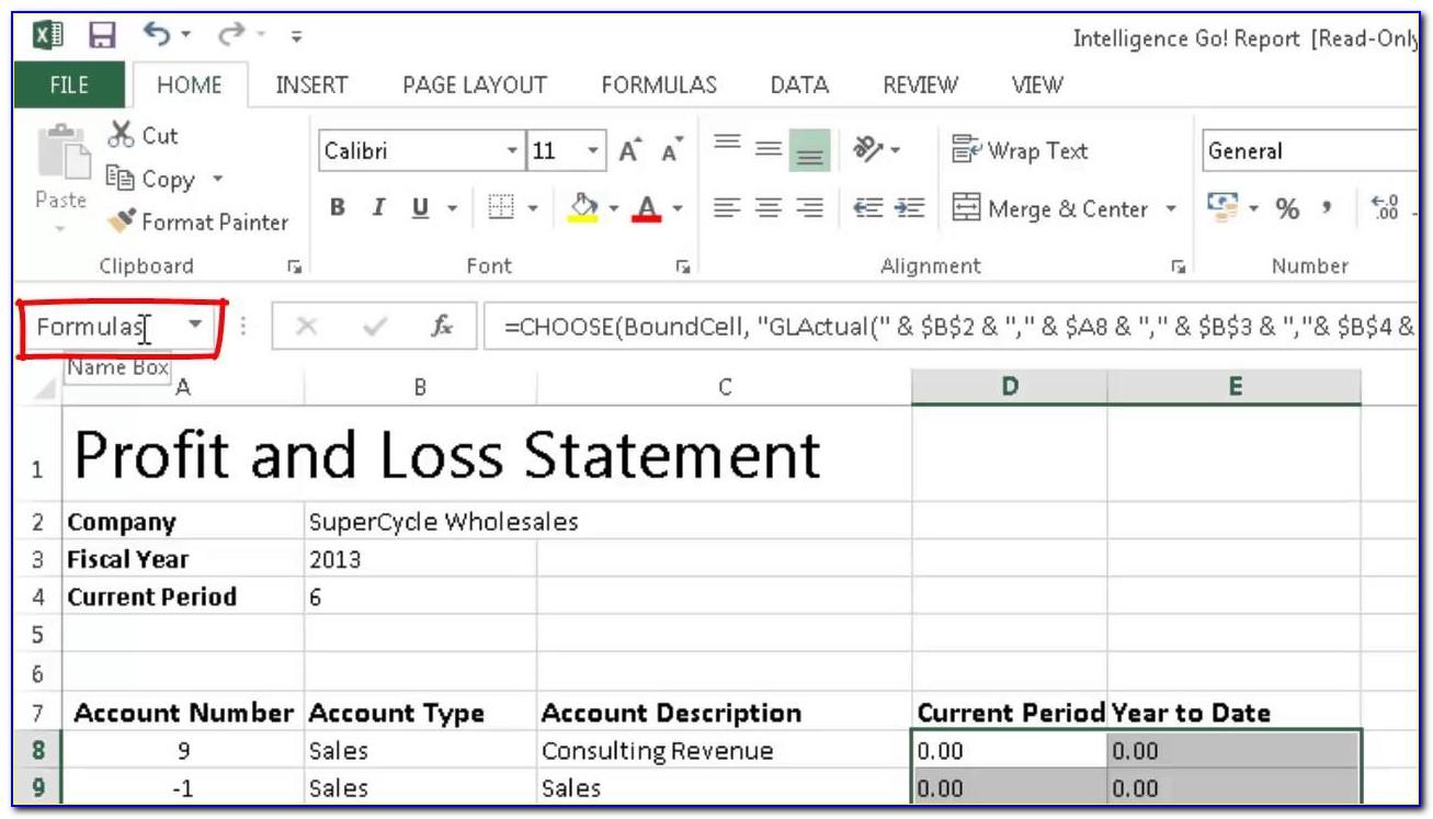 Profit And Loss Statement Form