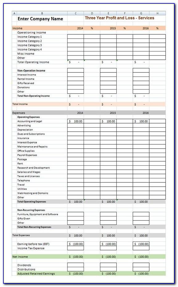 Profit And Loss Statement Template Simple