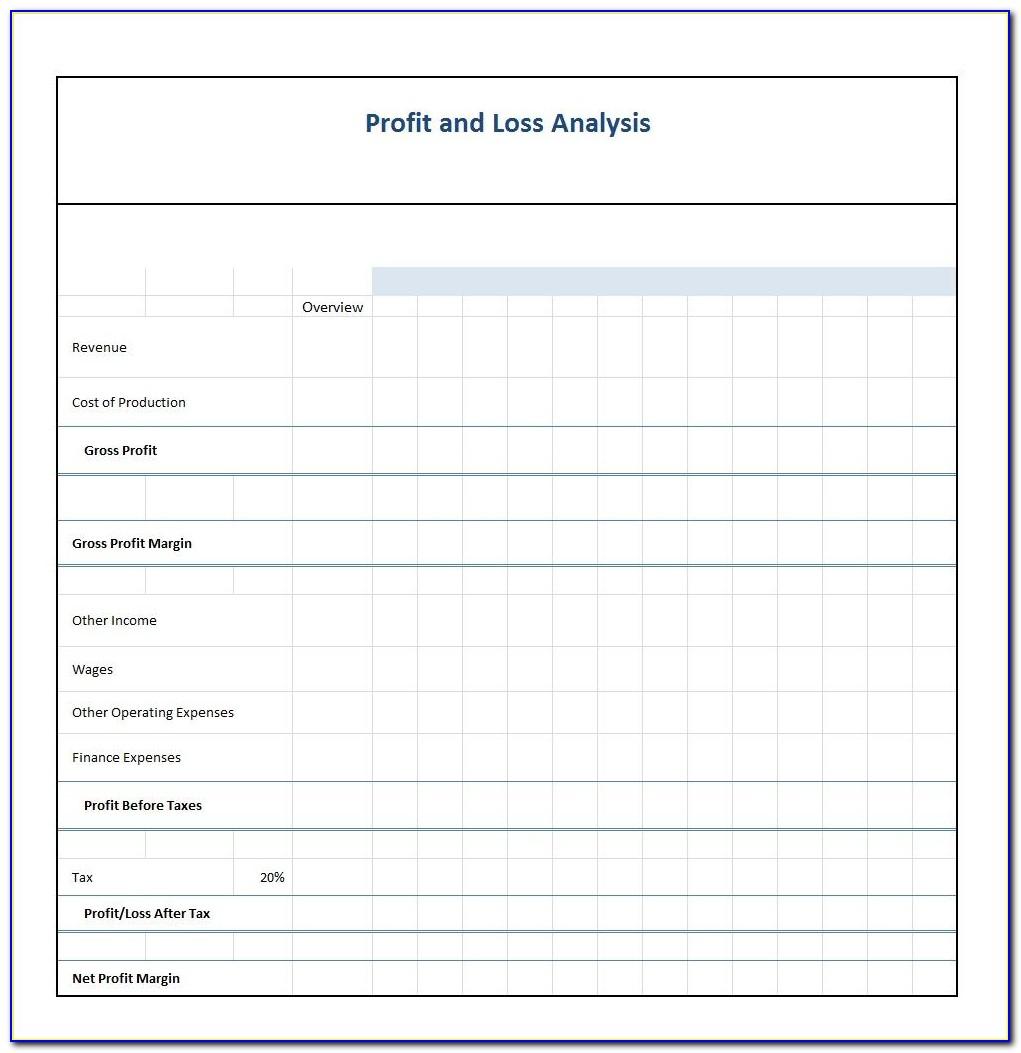 Profit Loss Forecast Template Excel