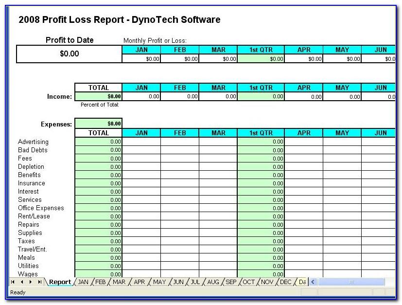 Profit Loss Templates Excel Free