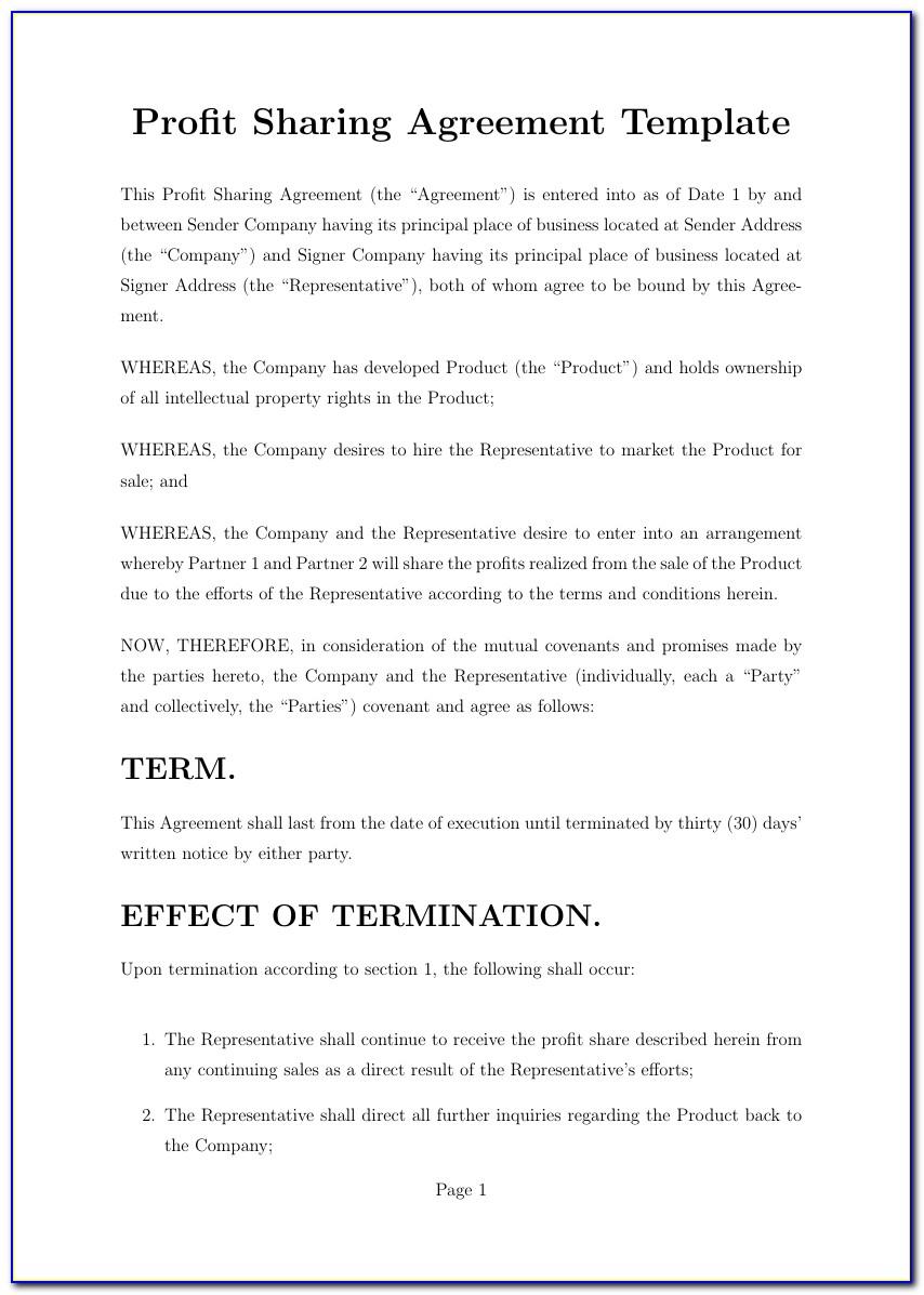 Profit Share Agreement Template