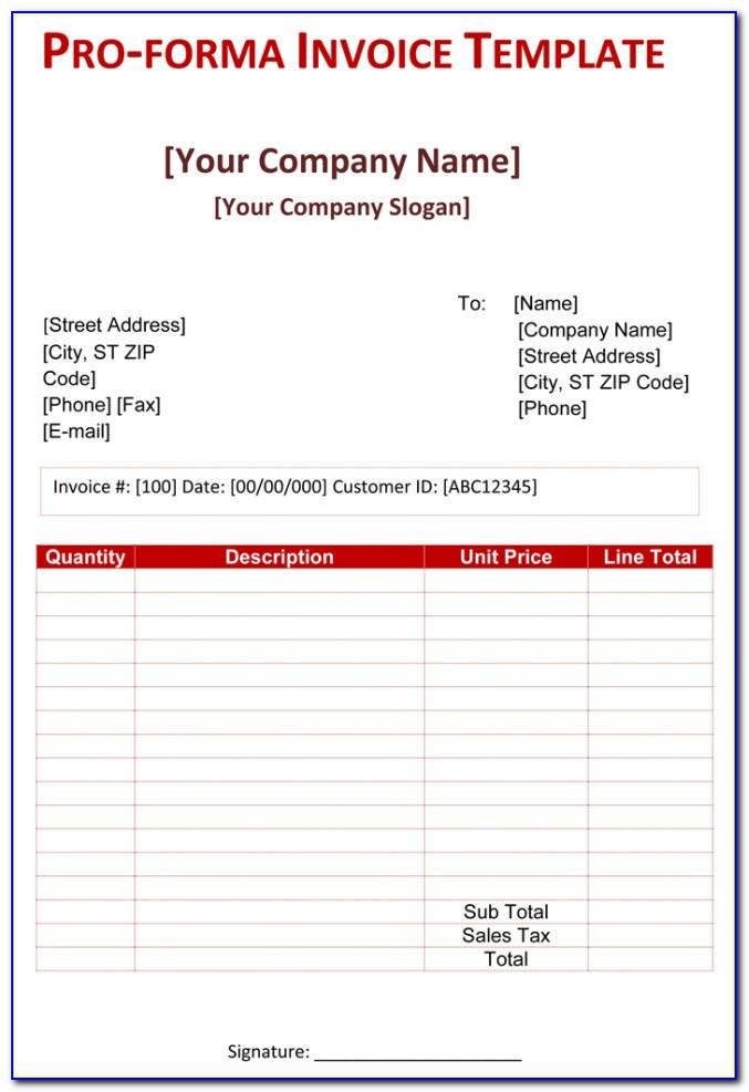Proforma Invoice Form Pdf