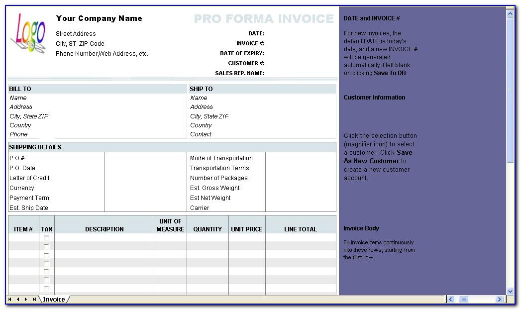 Proforma Invoice Template Xls India