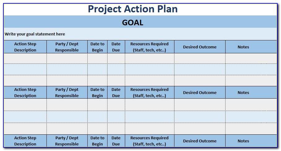 Project Action Plan Template Xls