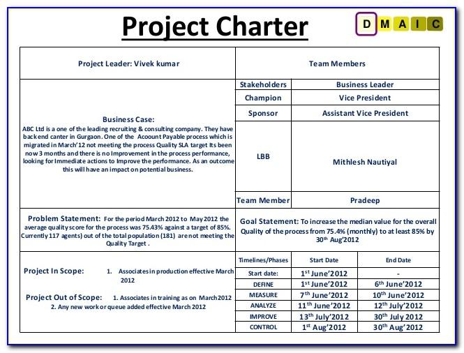 Project Charter Template Ppt Free