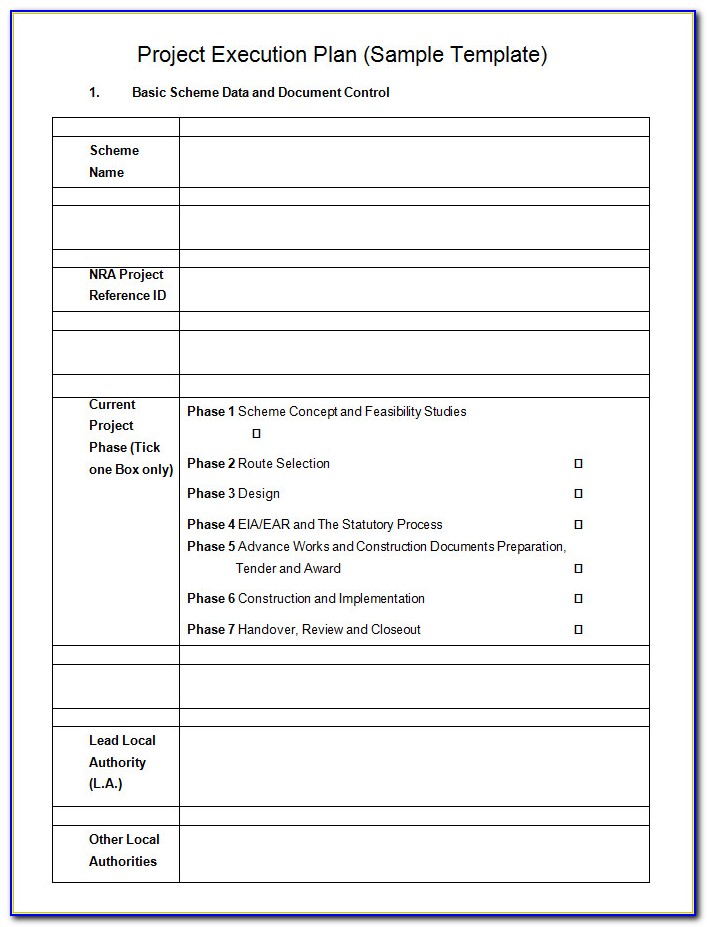 Project Execution Plan Template Pdf