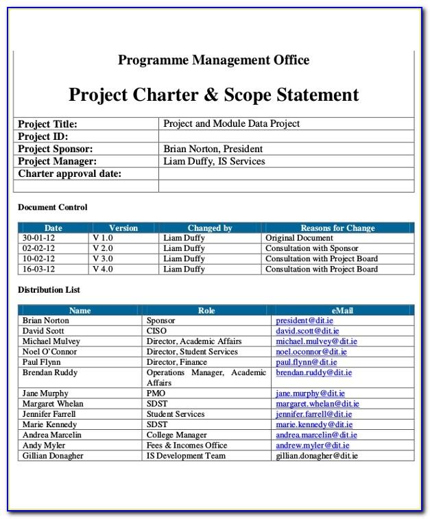 Project Management Charter Example