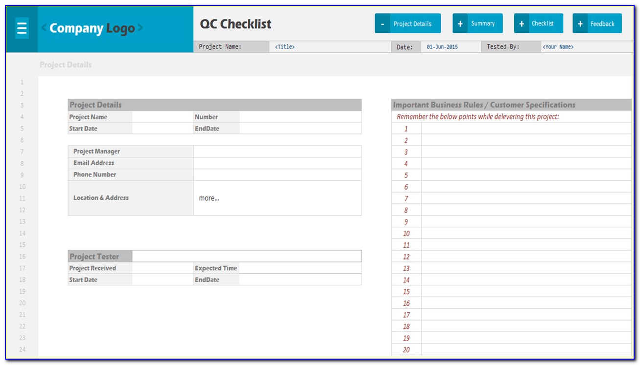 Project Management Checklist Example