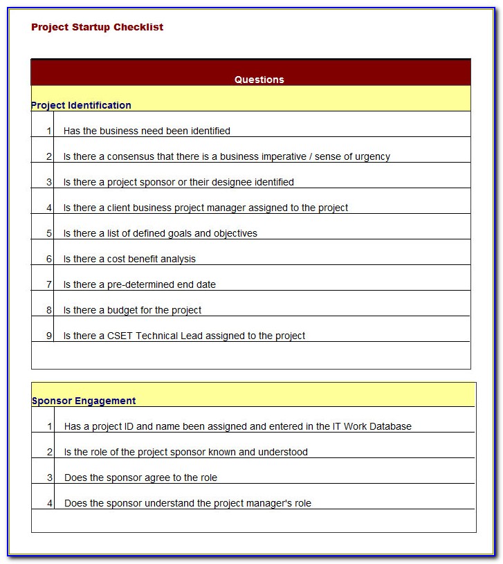 Project Management Closing Checklist Example