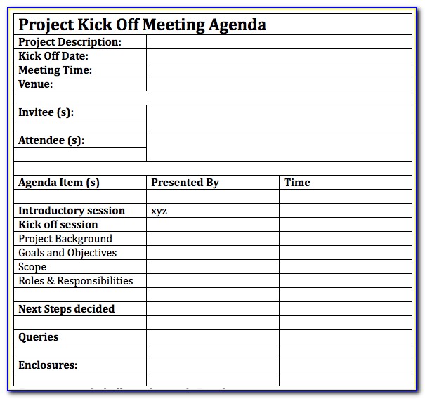 Project Management Kick Off Meeting Template