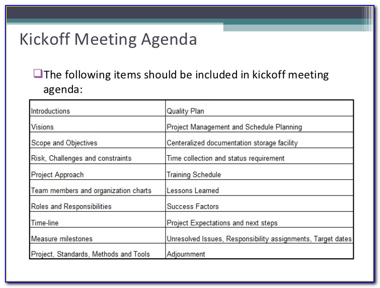 Project expect. Kick off Agenda. Agenda Kick off meetings. Kickoff meeting. Scope and objectives.