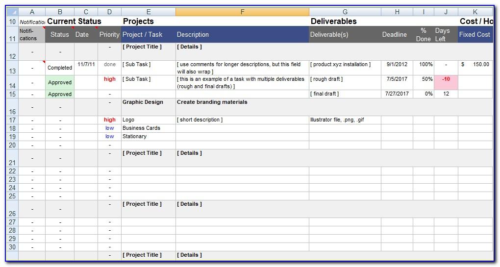 Project Management Template In Excel 2010