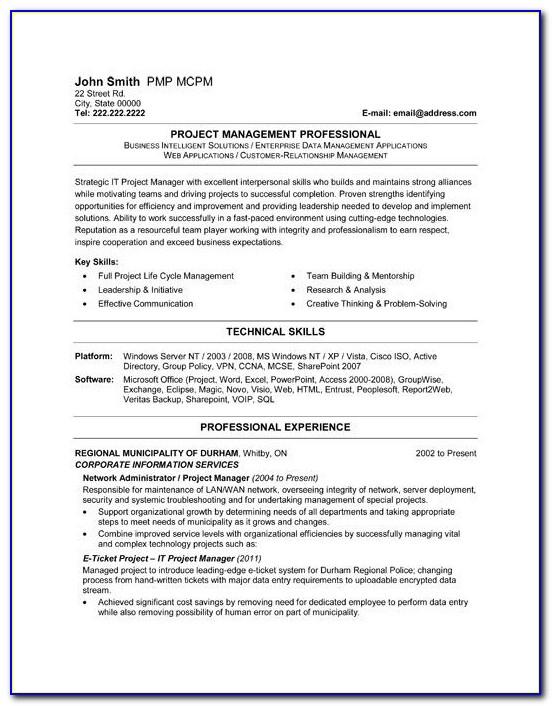Project Manager Resume Sample Doc India