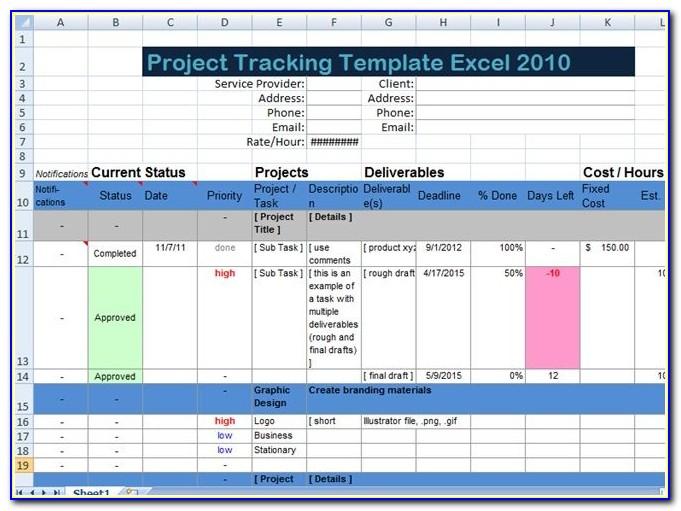 Project Tracking Excel Sample