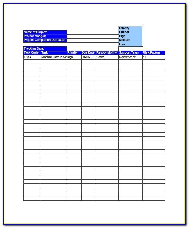Project Tracking Excel Template Xls