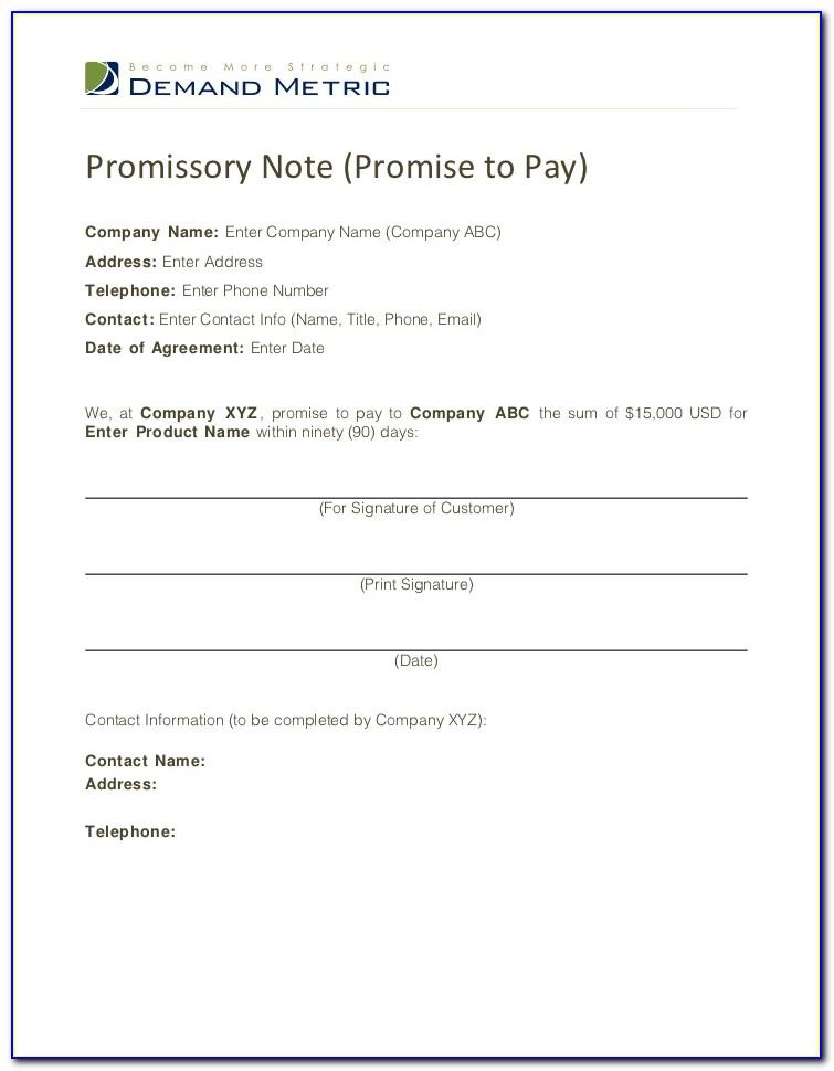 Promise To Pay Contract Template