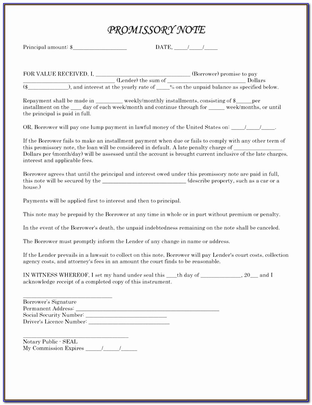 Promissory Note Agreement Template