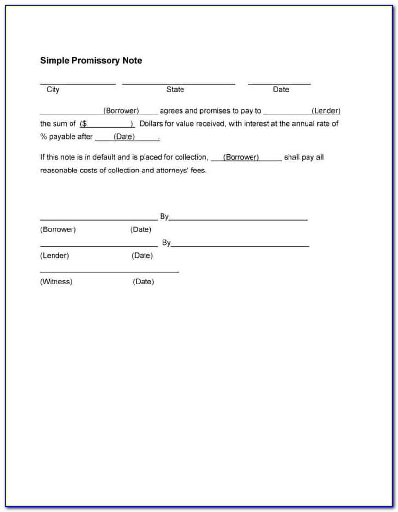 Promissory Note Form Template