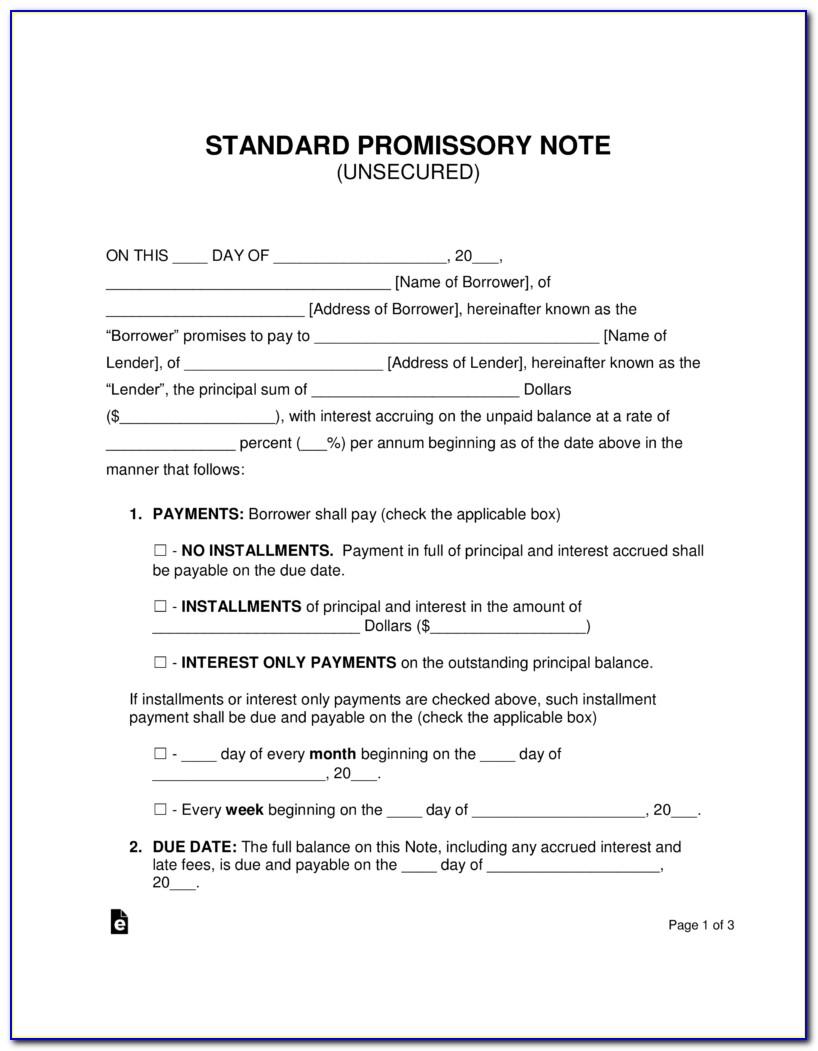 Promissory Note Payment Schedule Template