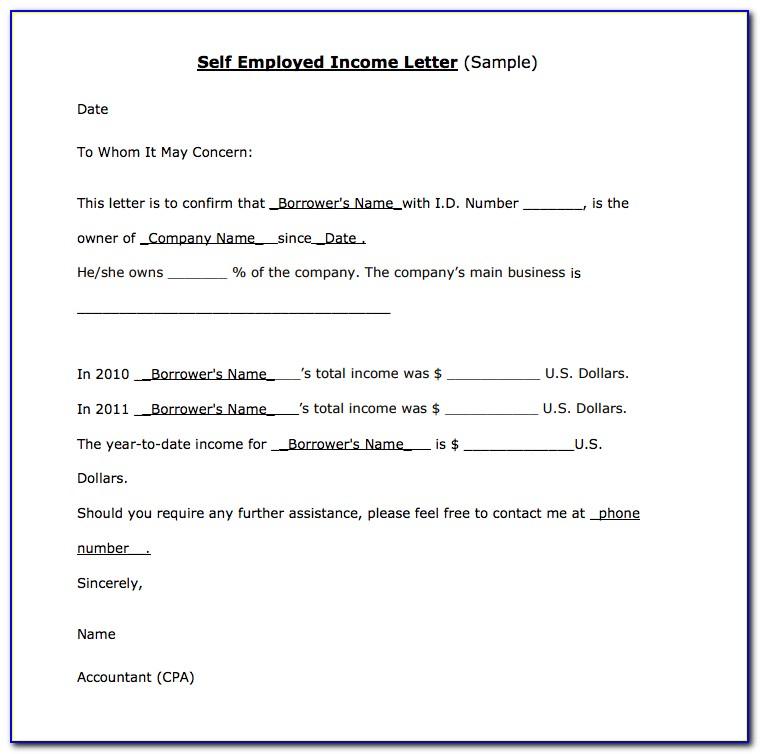 Proof Of Income For Self Employed Template