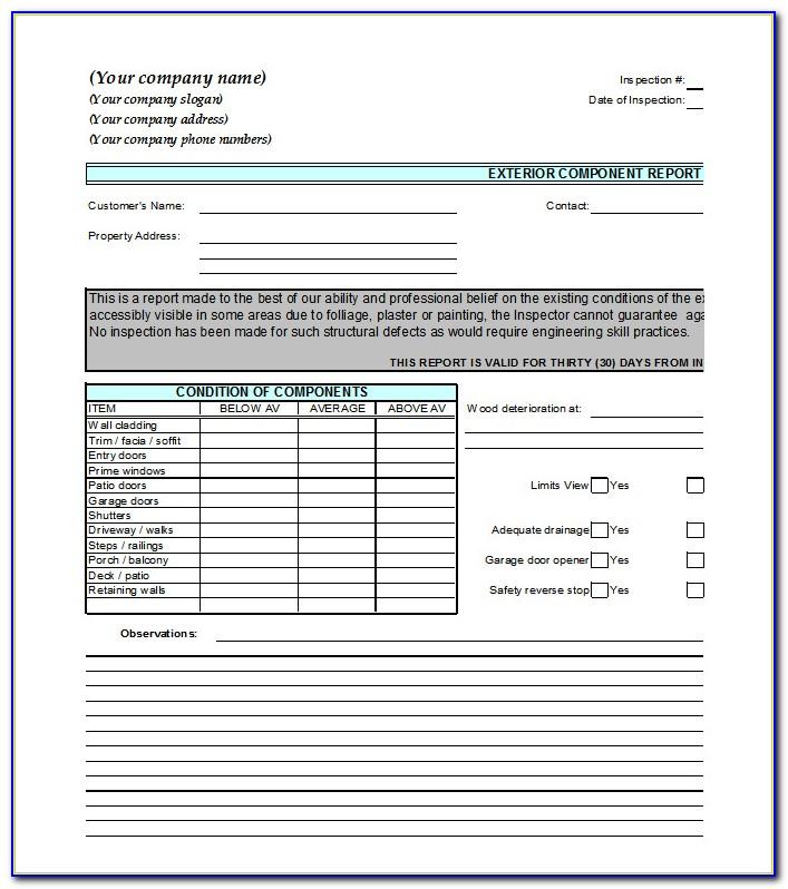 Property Condition Assessment Checklist Template