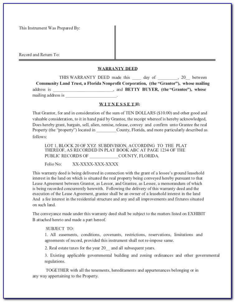 Property Deed Transfer Form Florida