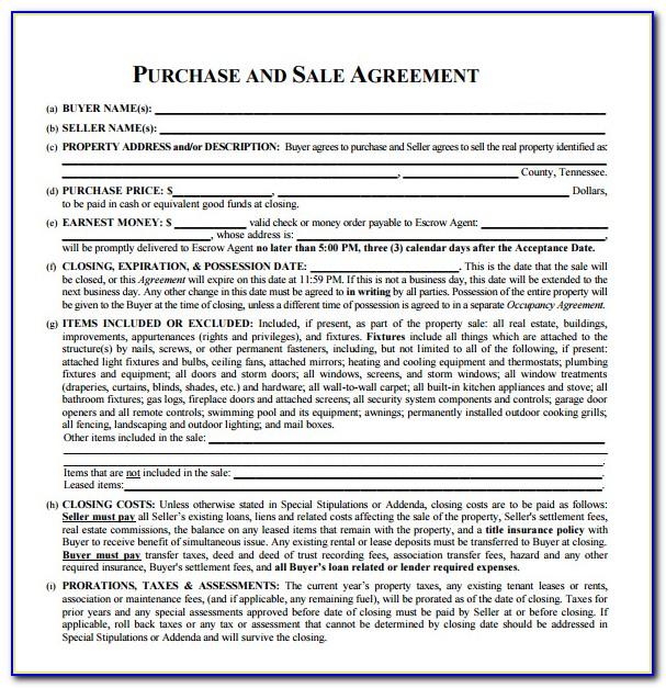 Property Sale Agreement Template Pdf