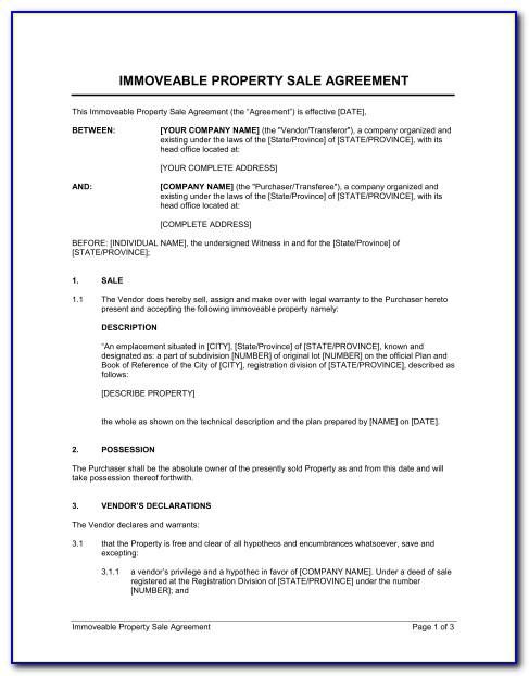 Property Selling Agreement Sample