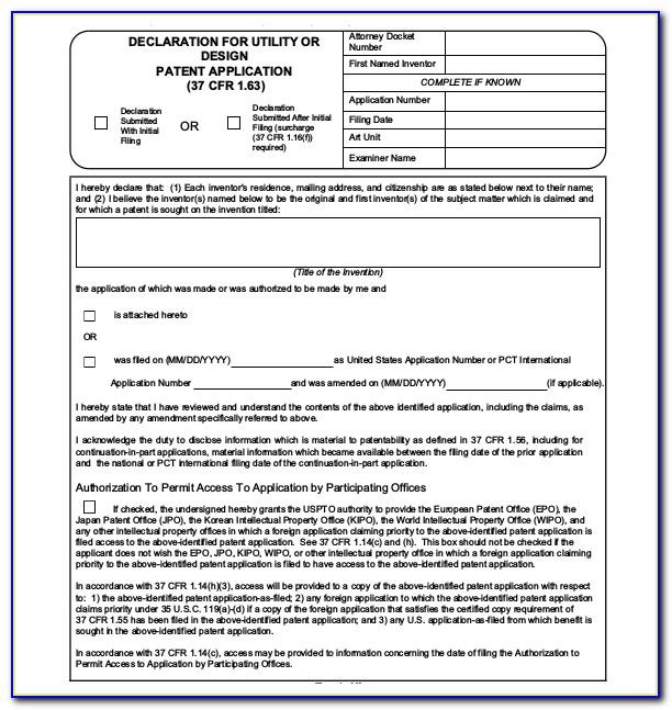Provisional Patent Application Template Uspto