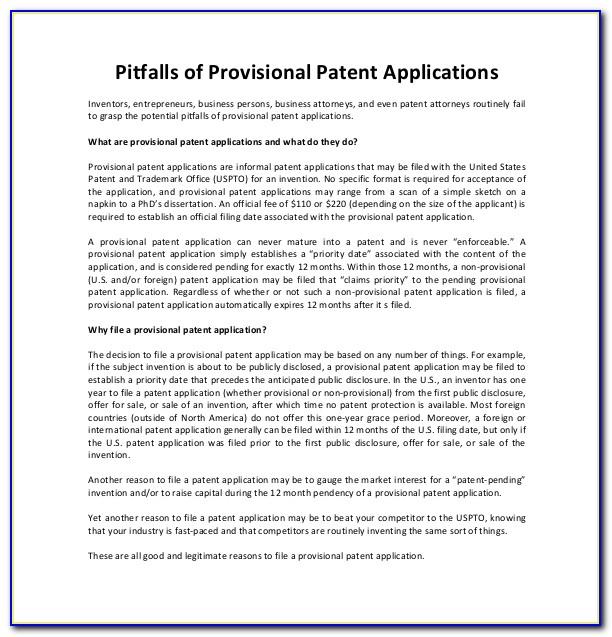 Provisional Patent Template Uspto