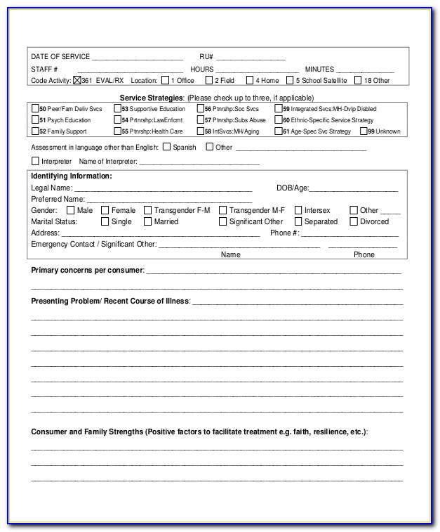 Psychiatric Evaluation Form Example