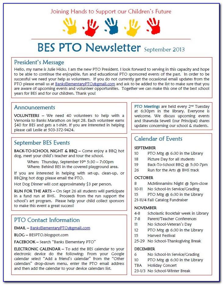 Pto Newsletter Templates Free