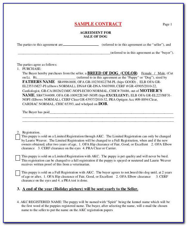 Puppy Sale Agreement Template