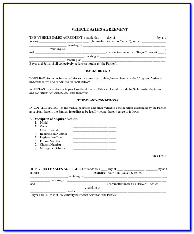 Purchase And Sale Agreement Template New Brunswick