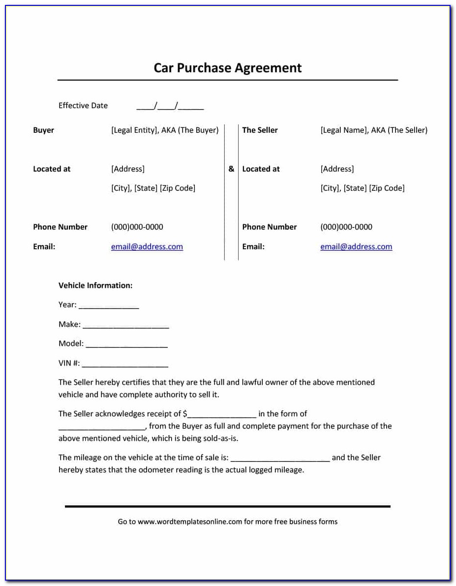 Purchase And Sale Agreement Template Uk