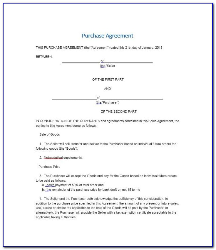 Purchase And Sales Agreement Form New Hampshire