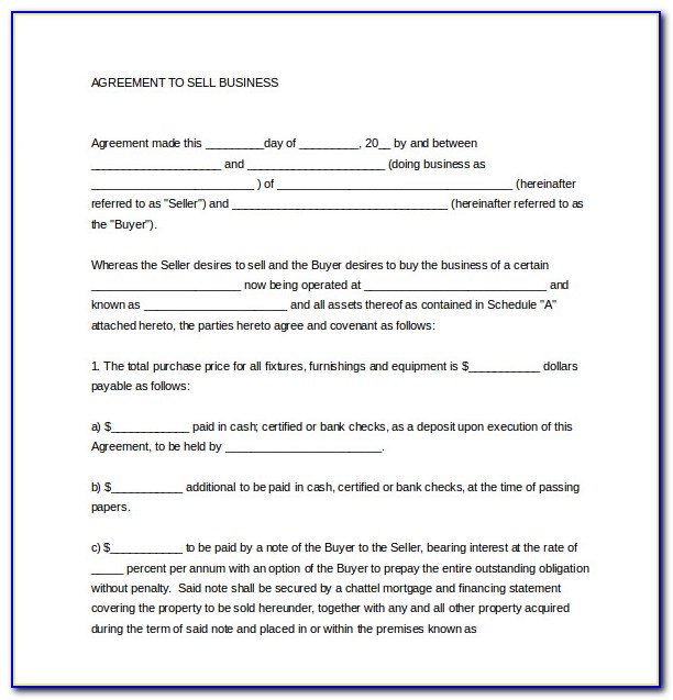 Purchase And Sales Agreement Sample