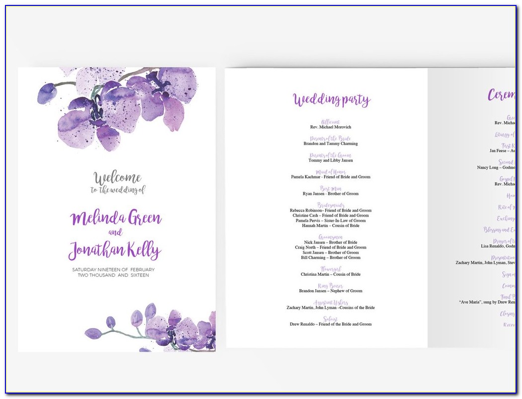 Purple Wedding Program Templates