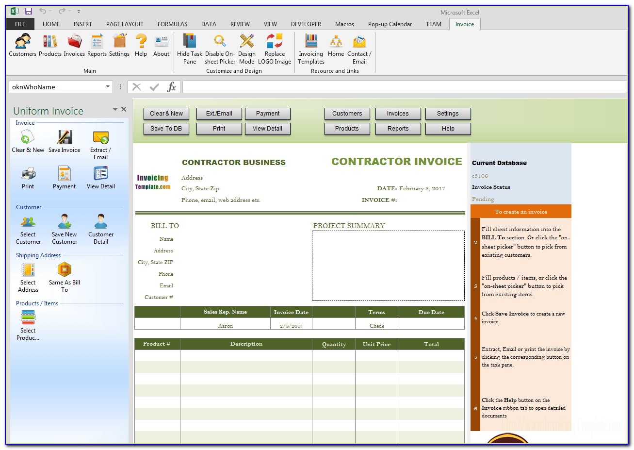 Quickbooks Invoice Template For Word