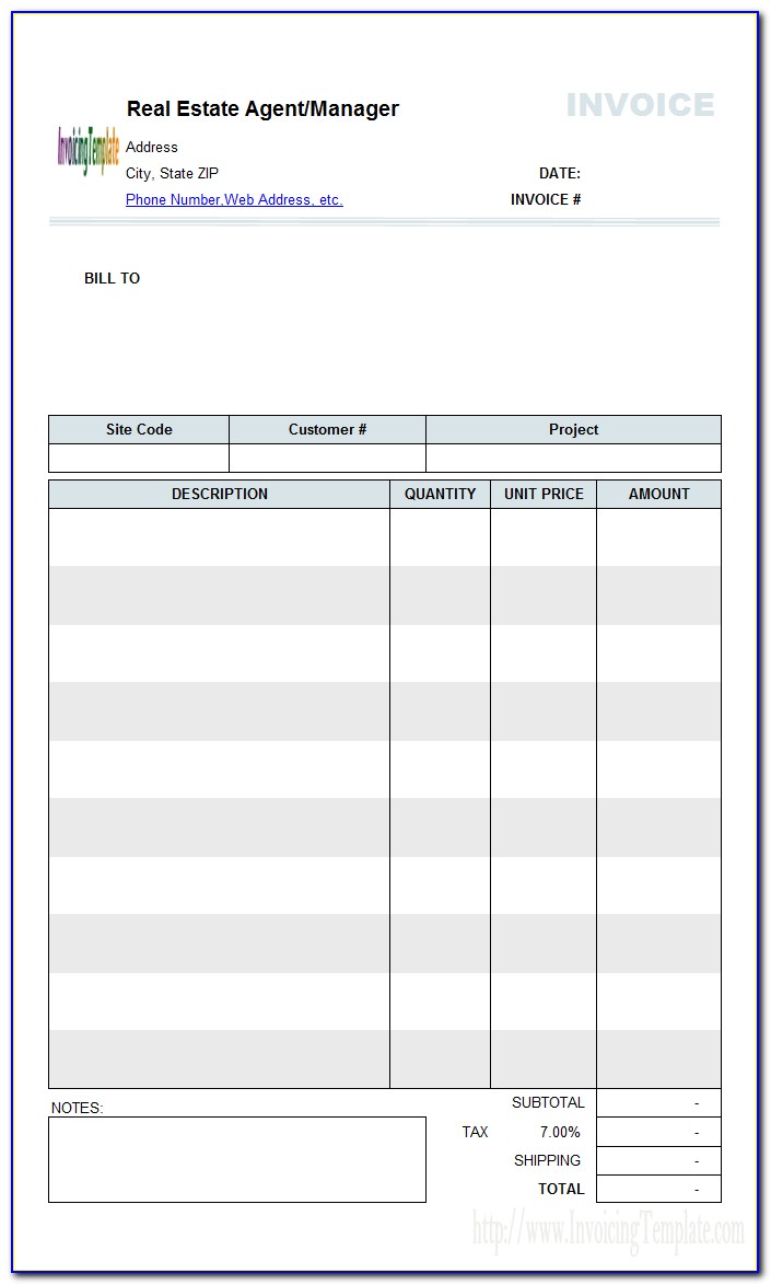 commercial real estate invoice template